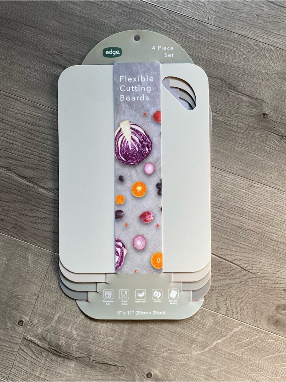 NEW edge 4-Piece Flexible Cutting Boards in Light Gray